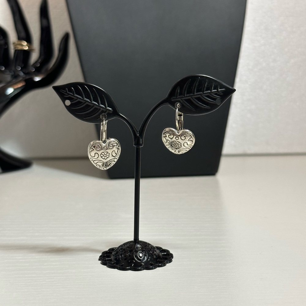 Silver heart earrings, Women's earrings, Edgy heart earrings